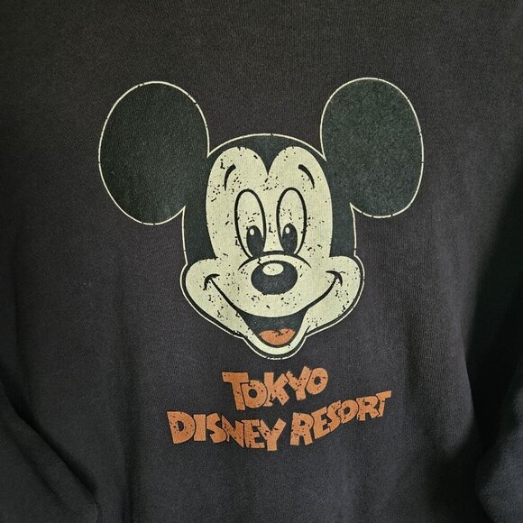 Tokyo Disney Resort Black Hoodie Vintage Grunge Faded Style Size L - Picture 2 of 6